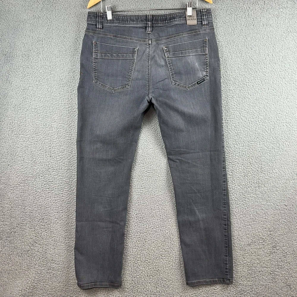 PrAna Jeans Mens 34X32 (35x32) Medium Wash Grey Denim Straight Leg Slim Fit - Picture 4 of 10